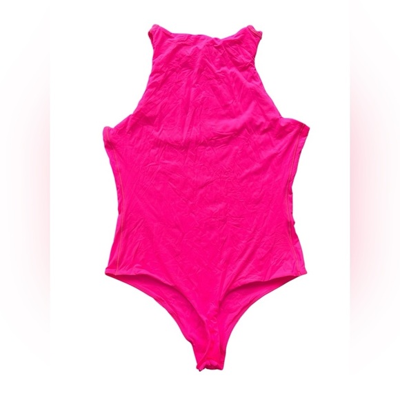 Skims Fits Everybody High Neck Bodysuit Size L in Neon Pink. - Picture 5 of 7